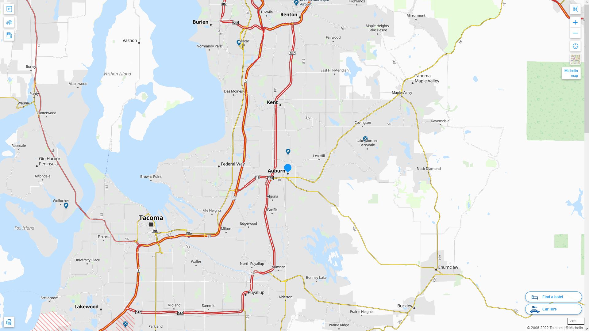 Auburn Washington Highway and Road Map